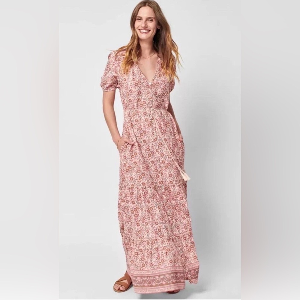 Faherty Orinda Earth Block Print Maxi Dress XS